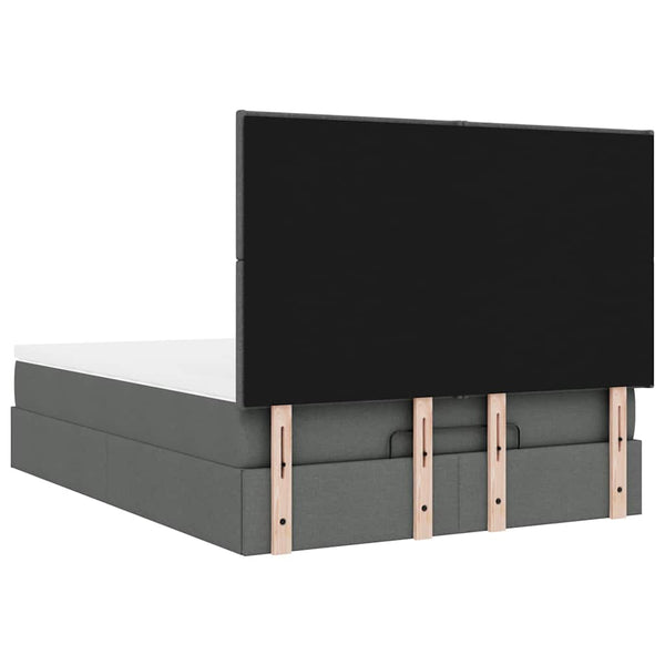 Ottoman Bett mit Matratze & LEDs Dunkelgrau 140x190 cm