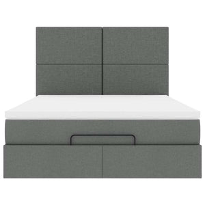 Ottoman Bett mit Matratze & LEDs Dunkelgrau 140x190 cm