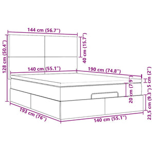 Ottoman Bett mit Matratze & LEDs Creme 140x190 cm