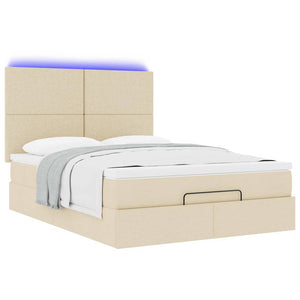 Ottoman Bett mit Matratze & LEDs Creme 140x190 cm