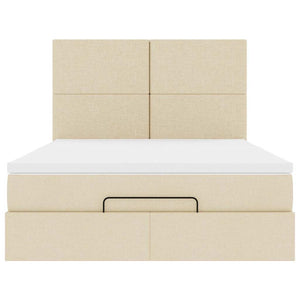 Ottoman Bett mit Matratze & LEDs Creme 140x190 cm
