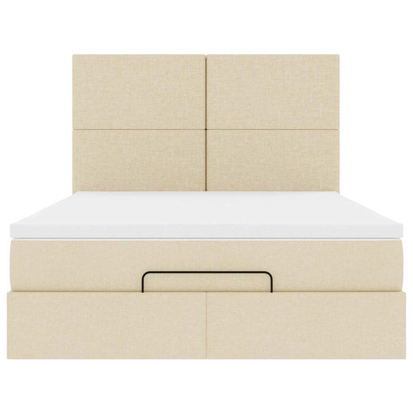 Ottoman Bett mit Matratze & LEDs Creme 140x190 cm