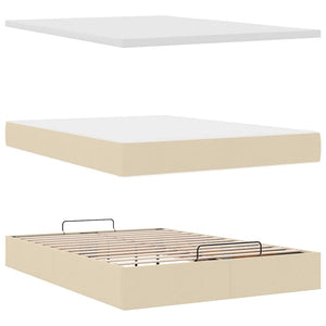 Ottoman Bett mit Matratze & LEDs Creme 140x190 cm