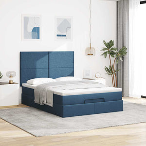 Ottoman Bett mit Matratze & LEDs Blau 140x190 cm