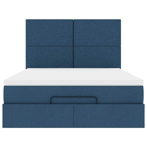 Ottoman Bett mit Matratze & LEDs Blau 140x190 cm