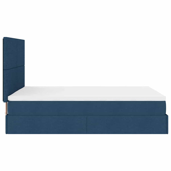 Ottoman Bett mit Matratze & LEDs Blau 140x190 cm