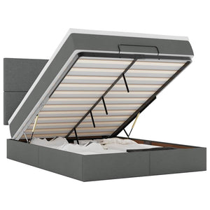 Ottoman Bett mit Matratze & LEDs Dunkelgrau 140x200 cm