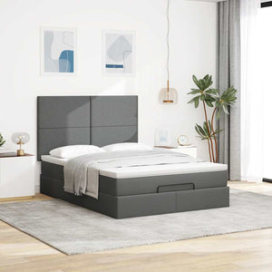 Ottoman Bett mit Matratze & LEDs Dunkelgrau 140x200 cm