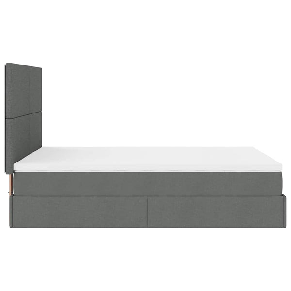 Ottoman Bett mit Matratze & LEDs Dunkelgrau 140x200 cm