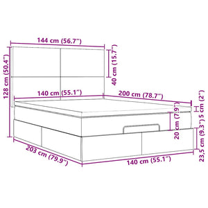 Ottoman Bett mit Matratze Creme 140x200 cm