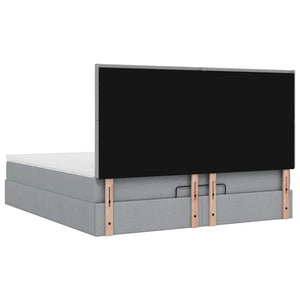 Ottoman Bett mit Matratze & LEDs 180x200 cm Hellgrau