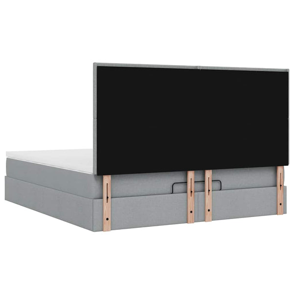 Ottoman Bett mit Matratze & LEDs 180x200 cm Hellgrau