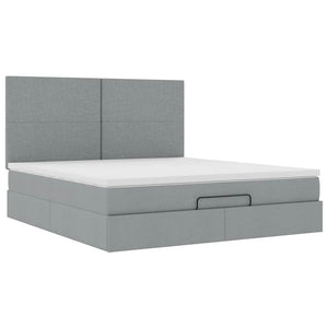 Ottoman Bett mit Matratze & LEDs 180x200 cm Hellgrau