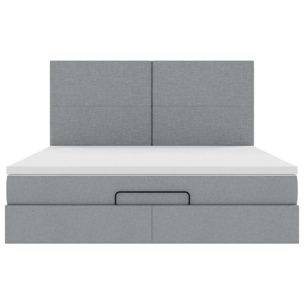 Ottoman Bett mit Matratze & LEDs 180x200 cm Hellgrau