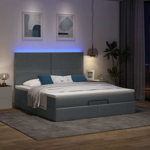 Ottoman Bett mit Matratze & LEDs 180x200 Dunkelgrau