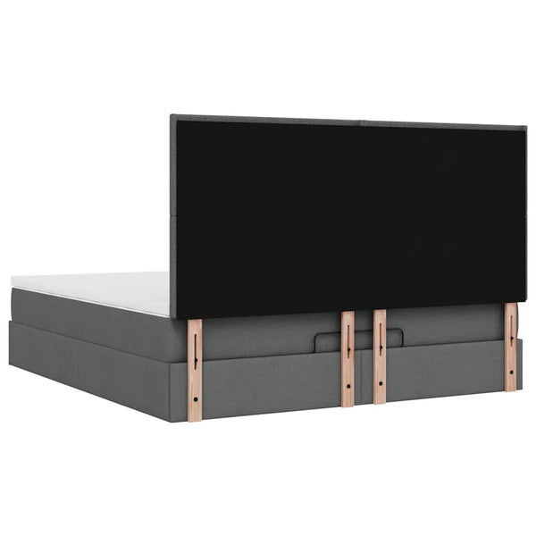 Ottoman Bett mit Matratze & LEDs 180x200 Dunkelgrau