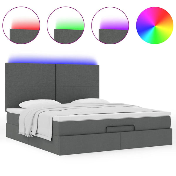 Ottoman Bett mit Matratze & LEDs 180x200 Dunkelgrau