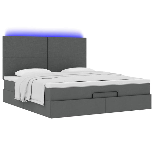 Ottoman Bett mit Matratze & LEDs 180x200 Dunkelgrau