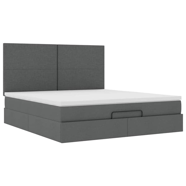 Ottoman Bett mit Matratze & LEDs 180x200 Dunkelgrau