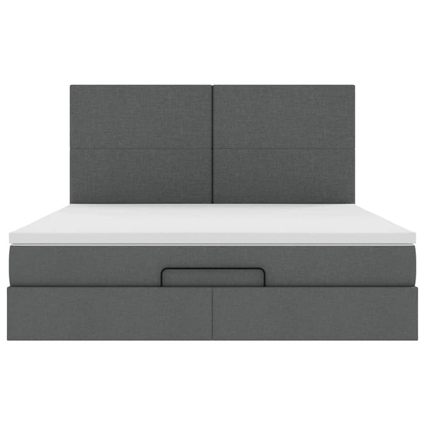 Ottoman Bett mit Matratze & LEDs 180x200 Dunkelgrau
