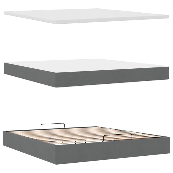 Ottoman Bett mit Matratze & LEDs 180x200 Dunkelgrau