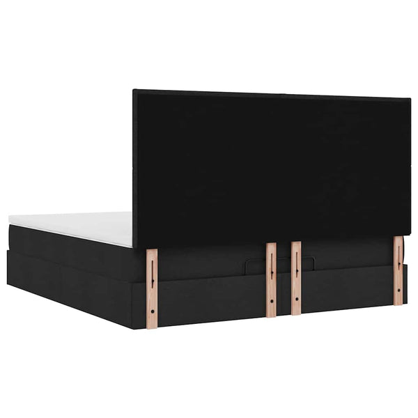 Ottoman Bett mit Matratze & LEDs 180x200 cm Schwarz