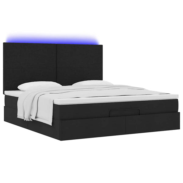 Ottoman Bett mit Matratze & LEDs 180x200 cm Schwarz