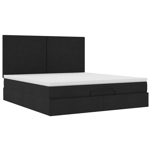 Ottoman Bett mit Matratze & LEDs 180x200 cm Schwarz