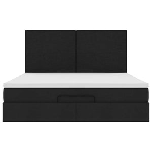 Ottoman Bett mit Matratze & LEDs 180x200 cm Schwarz