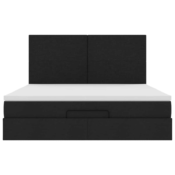 Ottoman Bett mit Matratze & LEDs 180x200 cm Schwarz