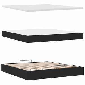 Ottoman Bett mit Matratze & LEDs 180x200 cm Schwarz