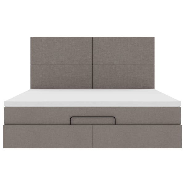 Ottoman Bett mit Matratze & LEDs Taupe 180x200 cm