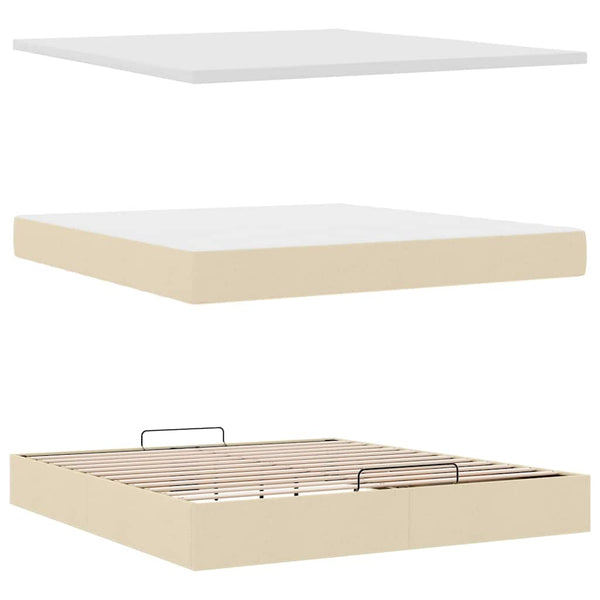 Ottoman Bett mit Matratze Creme 180x200 cm