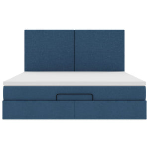Ottoman Bett mit Matratze & LEDs Blau 180x200 cm