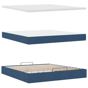 Ottoman Bett mit Matratze & LEDs Blau 180x200 cm