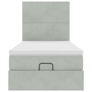 Ottoman Bett mit Matratze & LED Hellgrau 80x200 cm