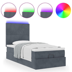 Ottoman Bett mit Matratze & LEDs Dunkelgrau 80x200 cm Samt