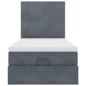 Ottoman Bett mit Matratze & LEDs Dunkelgrau 80x200 cm Samt