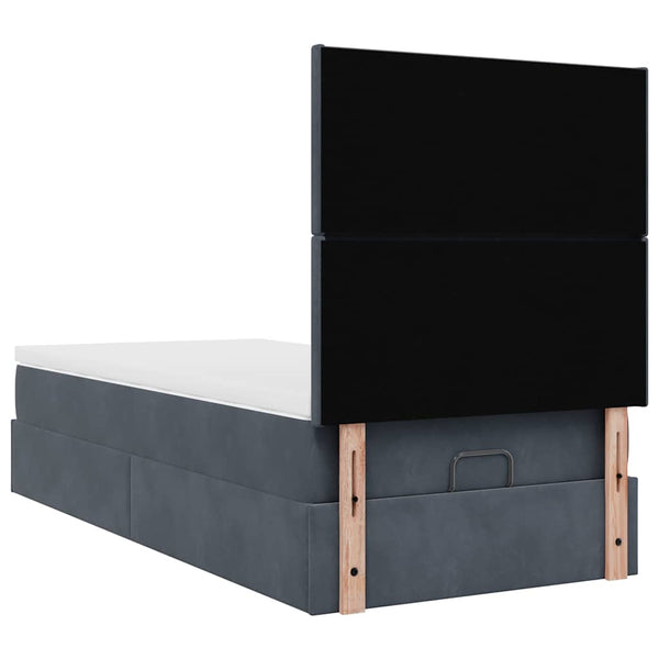 Ottoman Bett mit Matratze & LEDs Dunkelgrau 80x200 cm Samt