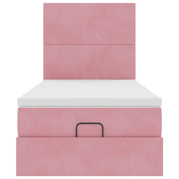 Ottoman Bett mit Matratze & LEDs Rosa 80x200 cm