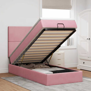 Ottoman Bett mit Matratze & LEDs Rosa 80x200 cm