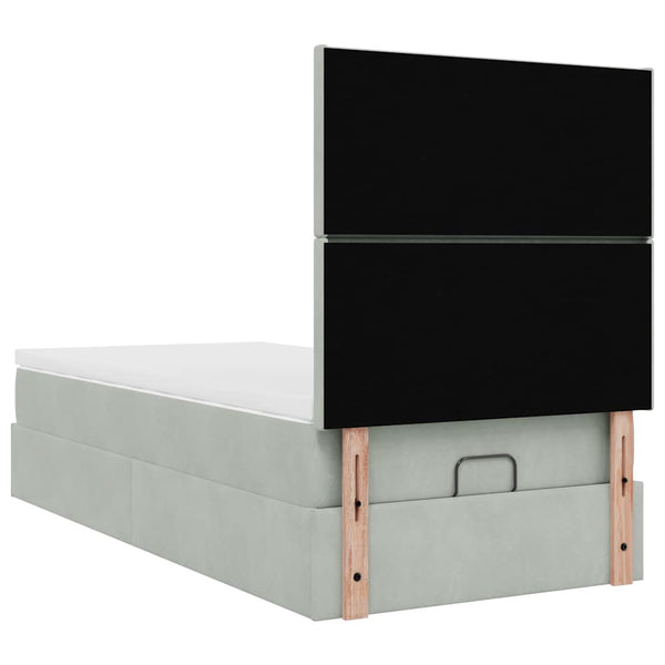 Ottoman Bett mit Matratze & LEDs Hellgrau 90x190 cm