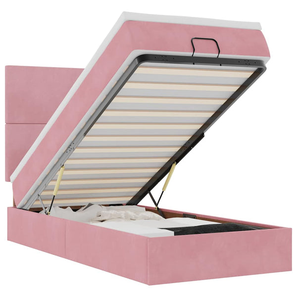 Ottoman Bett mit Matratze & LEDs Rosa 90x190 cm