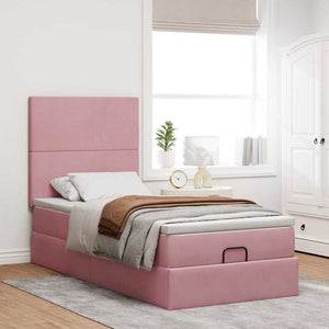 Ottoman Bett mit Matratze & LEDs Rosa 90x190 cm