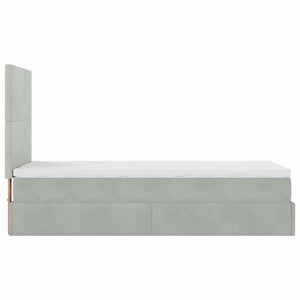 Ottoman Bett mit Matratze & LED Hellgrau 90x200 cm