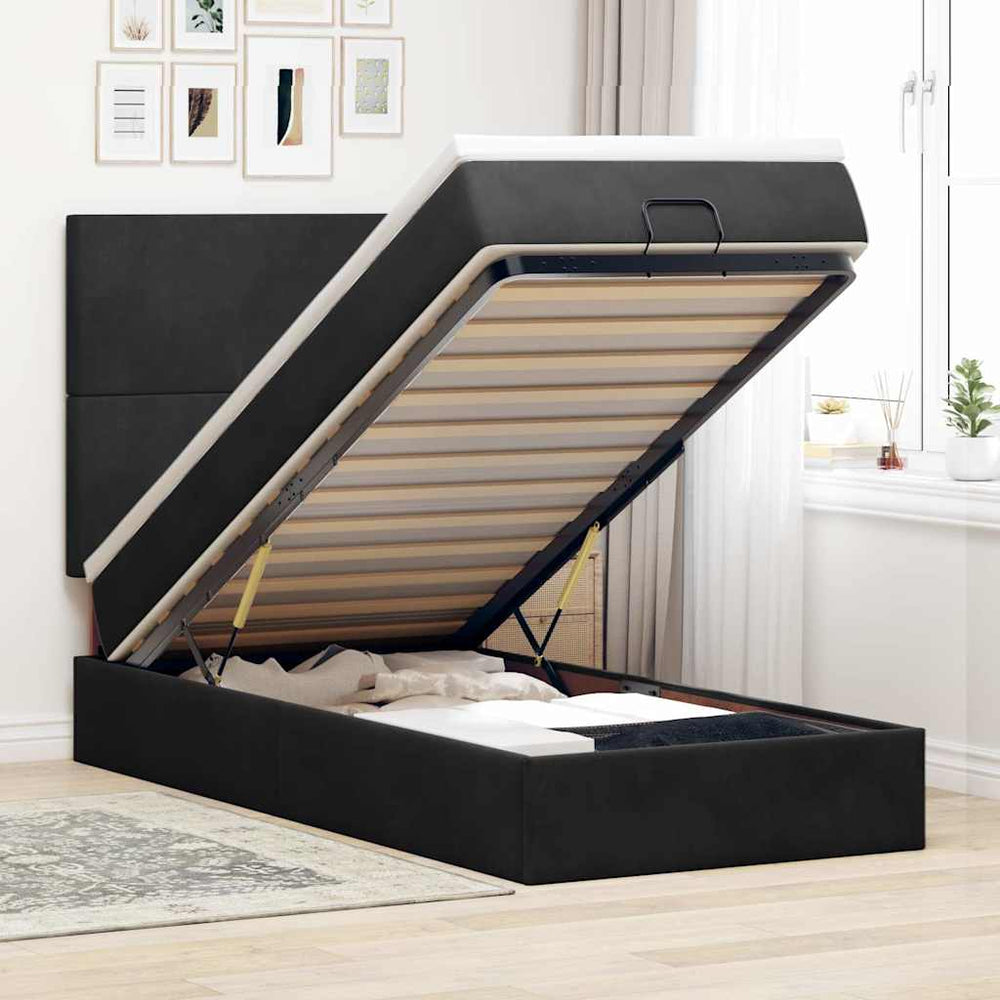 Ottoman Bett mit Matratze & LEDs 90x200 cm