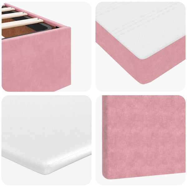 vidaXL Lit ottoman avec matelas et LED Rose 90x200 cm Velours