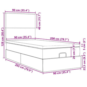 vidaXL Lit ottoman avec matelas et LED Rose 90x200 cm Velours