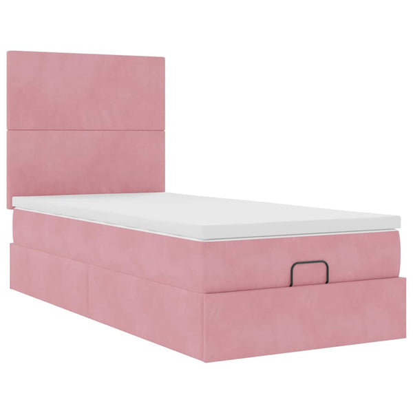 vidaXL Lit ottoman avec matelas et LED Rose 90x200 cm Velours