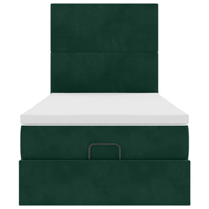 Ottoman Bett mit Matratze & LEDs Dunkelgrün 100x200 cm
